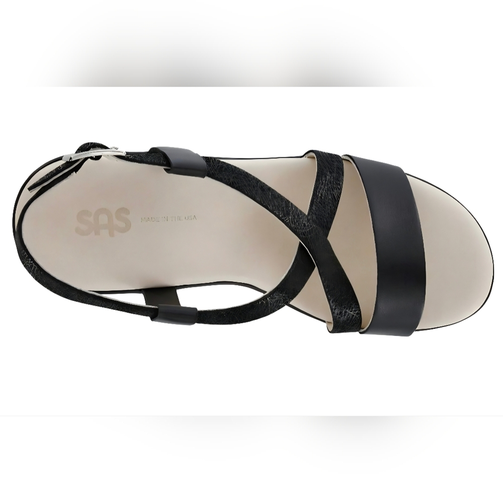 SAS Delight Cross Strap Wedge Sandal 8 1/2 WW NWOT Black - Picture 5 of 16